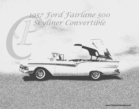 1957 Ford Fairlane 500 Skyliner Convertibl sketch