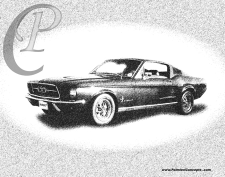 1967 Mustang Fastback drawing 