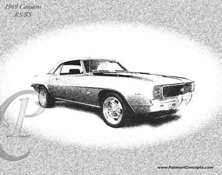 1969 Camaro RS SS sketch