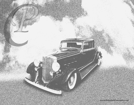 1933 Huppmobile black and white