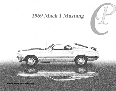 1969 Mach 1 Mustang  sketch