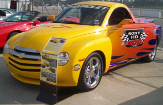 2003 Chevrolet SSR Indy and NASCAR Pace Truck at Indianapolis Motor Speedway show board