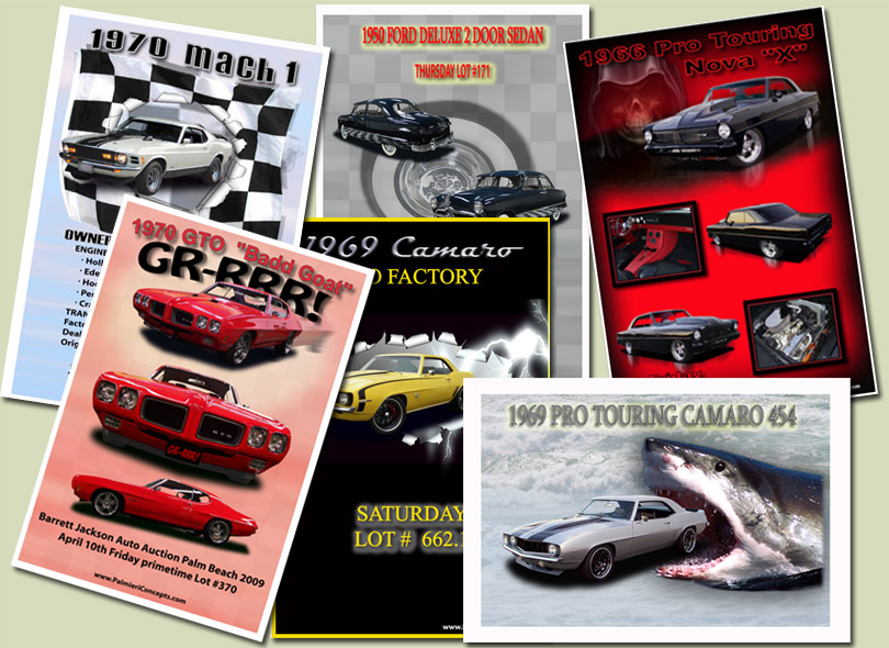 custom designed car postcards