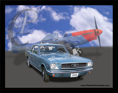 P38-1966-Mustang-and-P51-Plane-Blue
