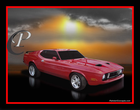 P279-1973-Mach1-Mustang-Sunset Reflection