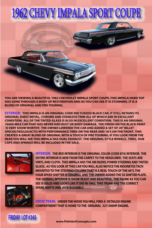 BJ11-1962 CHEVY IMPALA SPORT COUPE-showboard