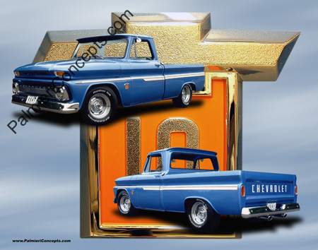 1964 Chevrolet C10 Fleetside pickup truck collage
