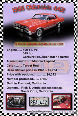 a-example 148- 1965 Oldsmobile 442- show board