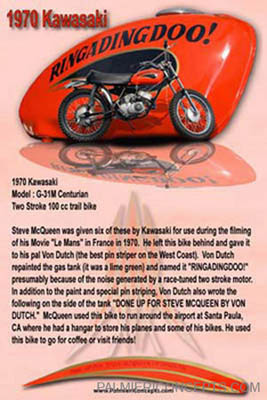 1970 Kawaski motorcycle showboard image
