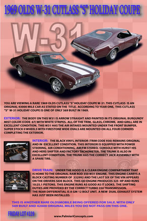 BJ20-1969 OLDS W31 CUTLASS -showboard